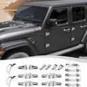 22PCS Full Set Exterior Decoration Trim Kit Compatible with 2018-2026 Jeep Wrangler JL JLU 2/4 Doors, Door Hood Engine Hinge Covers Door Handle Side Vent Tailgate Window Hinge Cover(Chrome)