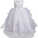 IWEMEK girls Modern (8-9 Years, Beaded White)
