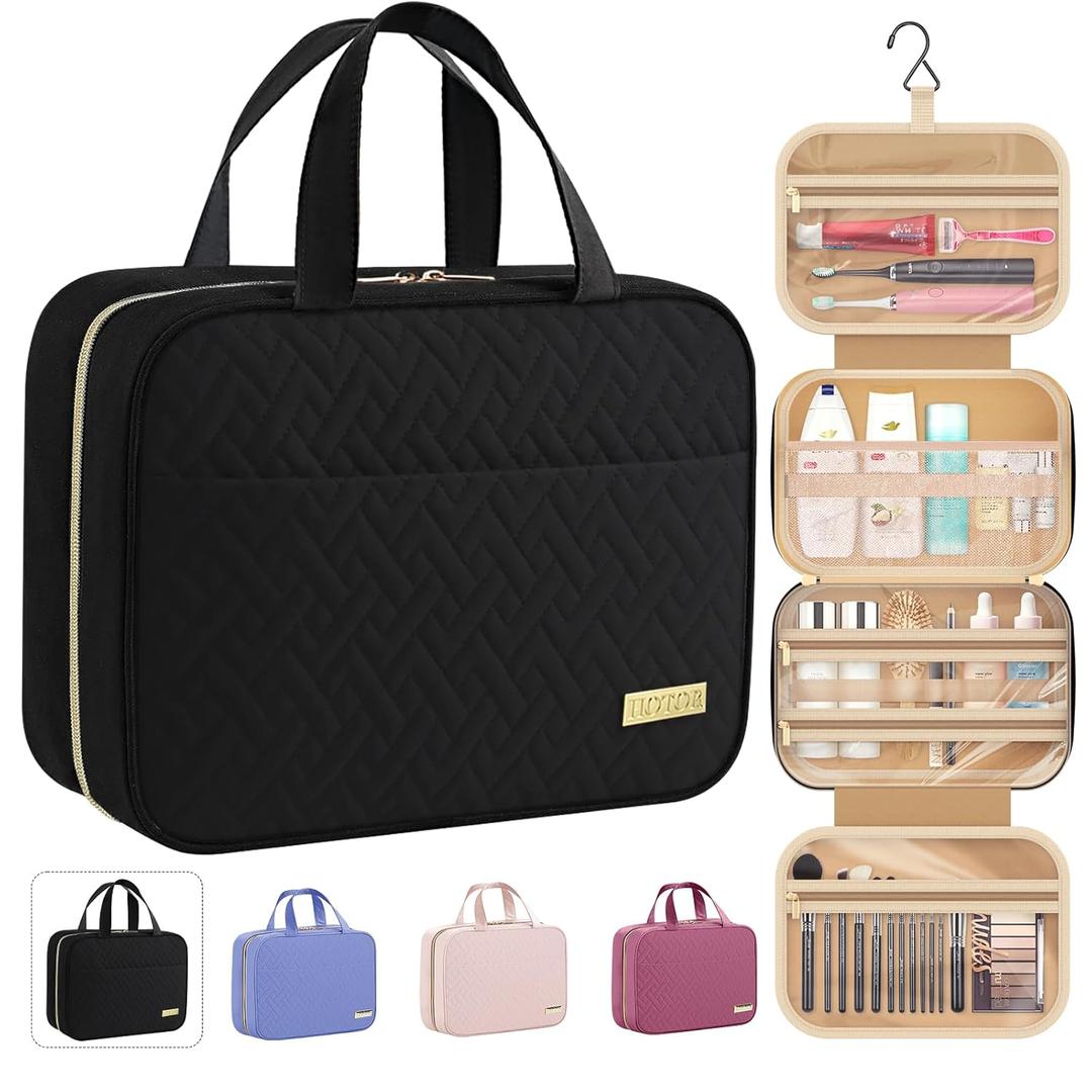 HOTOR Travel Toiletry Bag - Hanging Toiletry Bag for Women & Men, Makeup Bag/Big Comparment, Waterproof for Travel Accessories, Travel Essentials, Medium, Black HOTOR Travel Toiletry Bag - Hanging Toiletry Bag for Women & Men, Makeup Bag/Big Comparment, Waterproof for Travel Accessories, Travel Essentials, Medium, Black