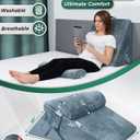 Lunix LX6 3-Piece Compact Support for Reading, Rest & Leg Elevation, Premium Odor-Free Orthopedic Bed Wedge Pillow Set, Memory Foam, Washable Cover, Stone Navy