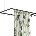 Heavy Duty 60"x28" Clawfoot Tub Shower Curtain Rod Round Shower Curtain Rod (Black, 60"x28")