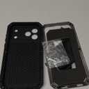 Armor Metal Case for iPhone 17 Pro Max with Tempered Glass Screen Protector, Heavy Duty Military Grade, Shockproof Dustproof Water Resistant Camera Protection Silicone Back Full Body Case Black