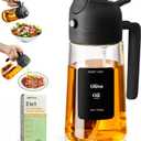SWEET VIEW Olive Oil Sprayer for Cooking, 16oz/470ml Glass Oil Dispenser/Pour Bottle, Kitchen Accessories, Kitchen Gadgets for Air Fryer, Salad, BBQ, with Stickers (Black), 2 Pack 