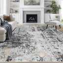 8x10 Area Rugs for Living Room Rug Washable: Abstract Large Rug for Dining Room Bedroom Carpet Non Slip 8 by 10 Indoor Modern Nursery Home Office Black Grey Gold