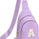 Birthday Gifts for 7 8 9 10 11 12 13 Year Old Girls Small Initial Sling Bag Cross Body Bag Fanny Pack for Girls (Lavender)