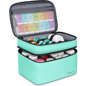 Mancro Dual Layers Medicine Organizer Bag, Pill Bottle Organizer Storage with Lockable Zipper, Medication Travel Bag for Pills, Vitamins, Medical Supplies for Home Storage, Travel, Green