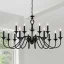 15 Light Black Farmhouse Chandelier | Large Chandeliers for Dining Room Light Fixtures Over Table | Vintage Candle Hanging Lighting for Living Room | Foyer | Staircase | Restaurant | Villa, 15 Lights D43"