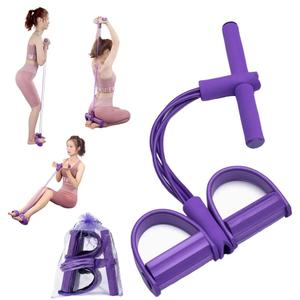 Fitness Resistance Bands Set with Handles & Ankle Straps - 4 Tube Exercise Bands for Arm, Leg, Strength Training, Stretching - Home Gym Workout Equipment