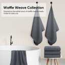 HOMEXCEL Waffle Bath Towels Set 4 Pack, Premium Microfiber Bathroom Towels, Ultra Soft, Lightweight, Highly Absorbent and Quick Dry Towel for Bathroom, Gym, Shower, Hotel, and Spa, 30 x 60 Inch, Grey