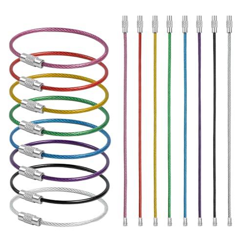 Pack of 6, LKbeuuu 16 Pack Stainless Steel Keychain Set - 2mm Coil Diameter 6in Key Chain for Hanging Luggage Tag, Keyrings, Kitchen utensils, Small Accessories(8 Colors)