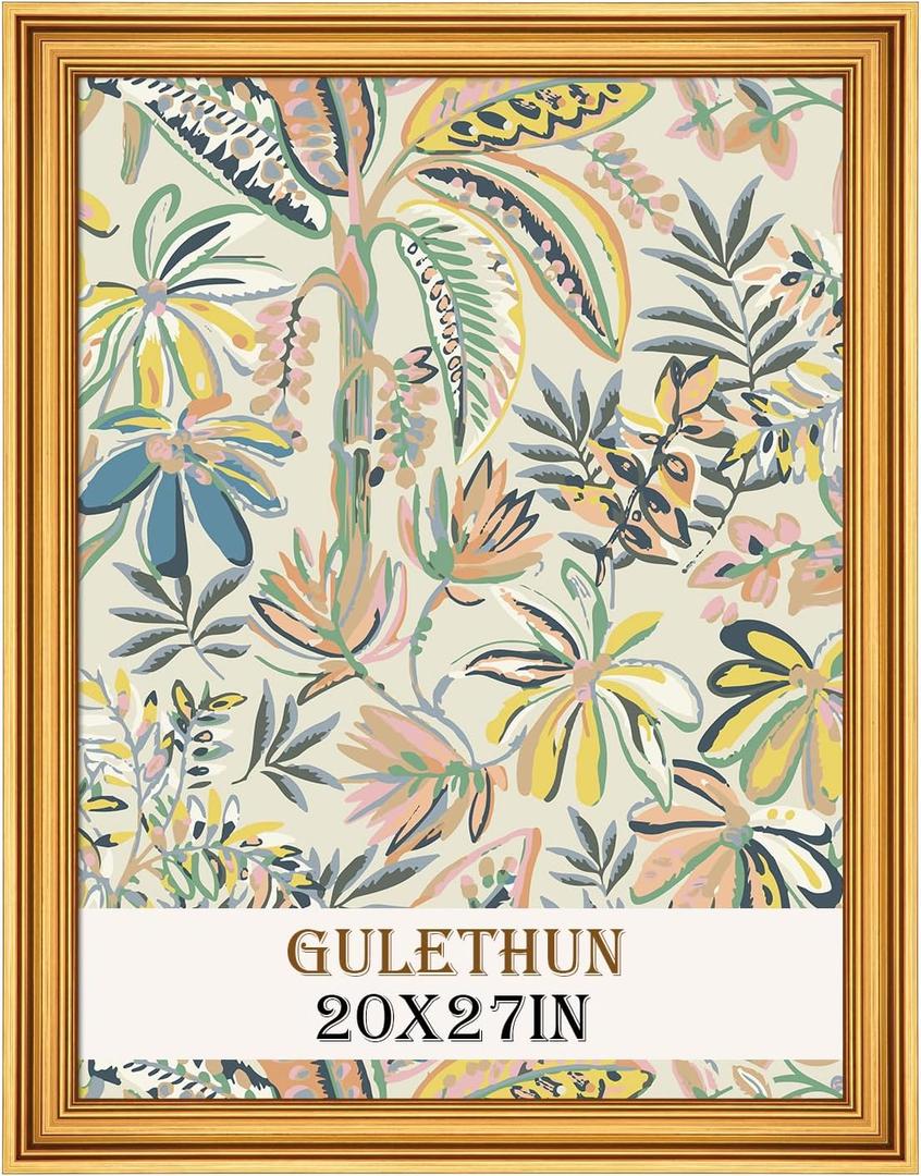 GULETHUN 20x27 Frame, Transitional Modern Design Picture Frames, 20 by 27 Rustic Poster Frame for Home Decor, Gold Vintage Photo Frame, Horizontal or Vertical Display, Choose Size & Color