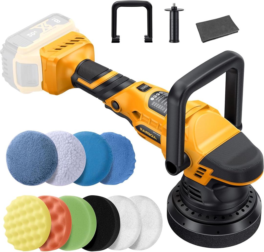 Brushless Cordless Car Buffer Polisher for Car Detailing, 15mm Dual Action, Compatible with DeWalt 20V MAX, 5-Speed Control, Includes 5-inch Polishing Pads (Tool Only, NO Battery / Charger)