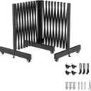 16 FT Industrial Metal Expandable BarricadeRetractable Traffic Fence with Casters, Folding Security GatePortable Barricade Gate for Construction Area, Traffic Control, Cordon(Black