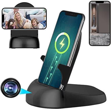 Dome Security Camera, 2.4/5GHz Smart Indoor Baby/Pet Monitoring Cam with Wirless Charger, Motion Detection, Phone APP, Rotate Lens 251Viewing Angle for Home Security (Black)