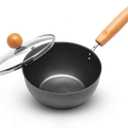 VIVIDCOOKWARE Small Wok Pan with Lid  7Inch (1.5QT) Mini Carbon Steel Wok, Flat Bottom Stir Fry Pan, Uncoated & Induction Ready, Ideal for Ramen, Soup, Eggs (12 Servings)