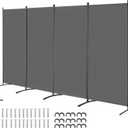 VEVOR Room Divider, 4 Panel Room Divider, 136" W Folding Privacy Screen and Portable Partition Divider for Room Separation, Freestanding Room Partitions for Office, Bedroom, Study, Grey