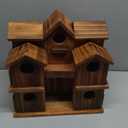 MIXUMON Wooden Bird Houses for Outside – 10 Rooms Multi-Chamber Bird House, Carbonized Pine Rustic Finish, 1.57" Entrance Holes, Individual Cleaning Doors, Decorative Outdoor Bird Nesting Box