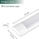 2 Packs 3FT LED Batten Light, Ultra-Thin Slim Ceiling Surface Mounted Light, 30W, 4000K, IP20, LED Ceiling Lamp for Garage, Shop, Hallway, Office, Market