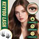 KEYYOULASH Lash Clusters Kit Volume 144pcs 8-18MIX Lash Extension Kit Thick Lash Clusters D curl with Bond and Seal,Remover,Applicators for DIY Thin Band Eyelash Clusters at Home (KY04 Kit)