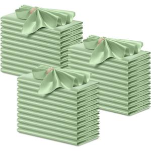 P Pothuiny 50 Pcs Silky Sage Green Satin Napkins 17 x 17 Inches, Square Smooth Wedding Dinner Napkins Bulk Cloth Napkins Table Napkins for Banquet Party Restaurant Decor, Thanksgiving, Christmas