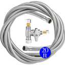 Refrigerator Ice Maker Water Line Kit - 20' Braided Stainless Steel Fridge Water Line with 1/4" Compression Fittings Pex Tubing Core and Water Splitter