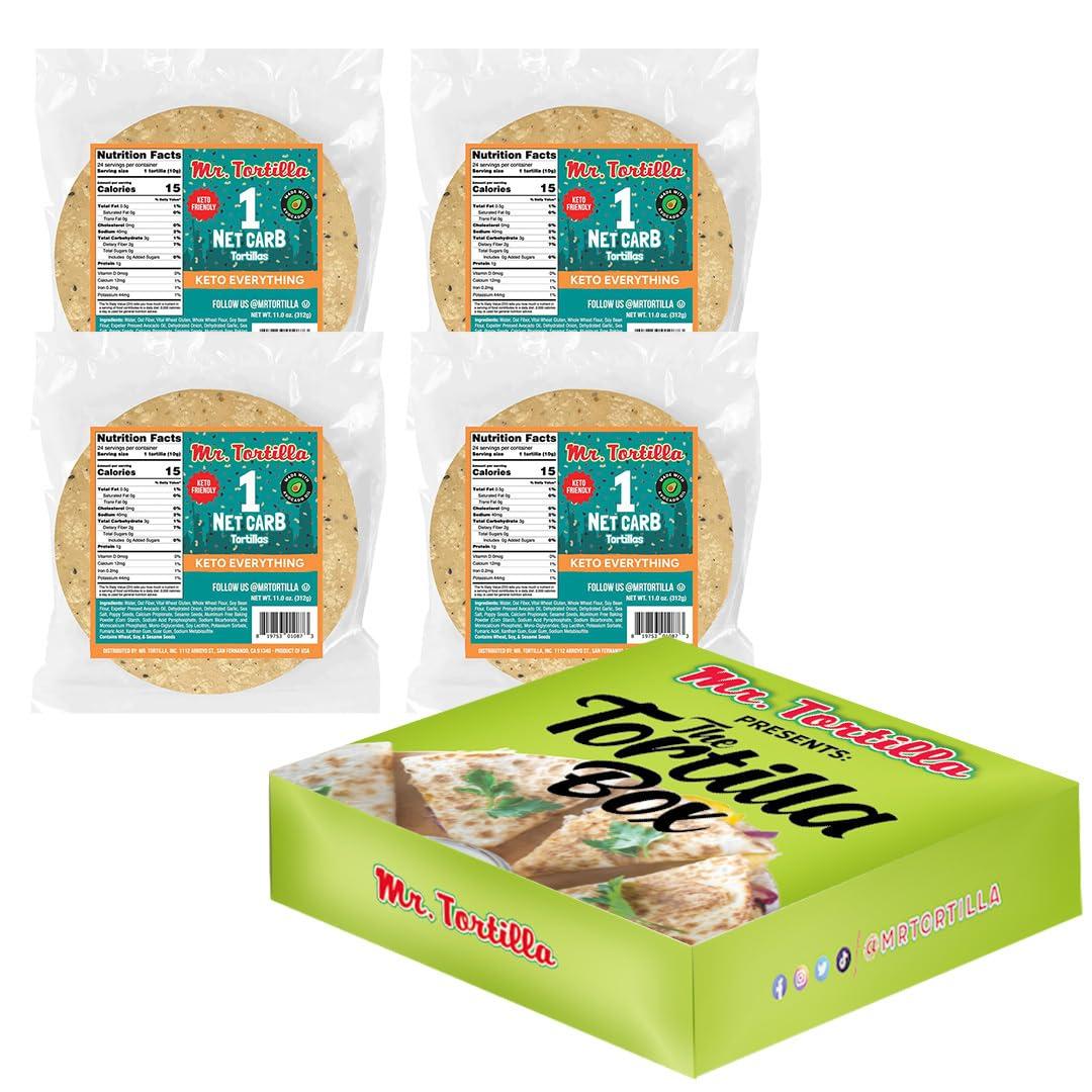 Mr. Tortilla Low Carb Tortilla Wraps - Keto Tortillas with Avocado Oil - Street Taco Size - 1 Net Carb per Serving - Low Calorie Keto Wraps - Low Carb Tortillas - (Everything Bagel, 96 Count) (Dec 20, 2025)