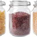 Glass Jars with Airtight Lid, Large Glass Food Storage Jars, 3 Pack Wide Mouth Airtight Glass Jars ffor Flour, Cereal, Coffee, Pasta and Canning(50 OZ)