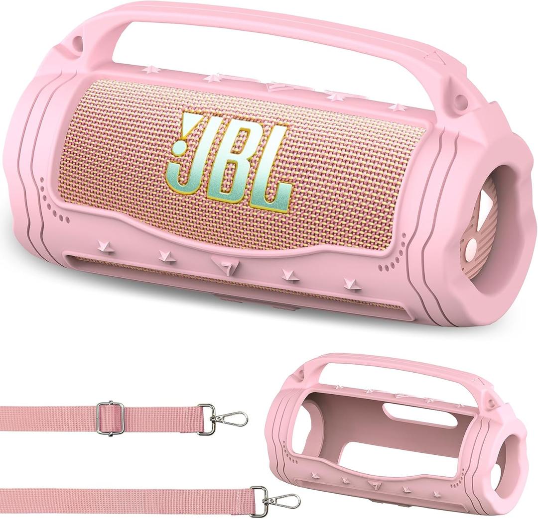 JCHPINE Silicone Cover Case for JBL Flip 7 Portable Speaker, Accessories for JBL Flip 7 Protective Case with Silicone Handle (Pink)