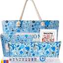 American Mahjong Game Set, Complete Mahjong Set with 160 Premium White Tiles and Mahjong Racks, Bag and Accessories for Family Party (Blue Bag)