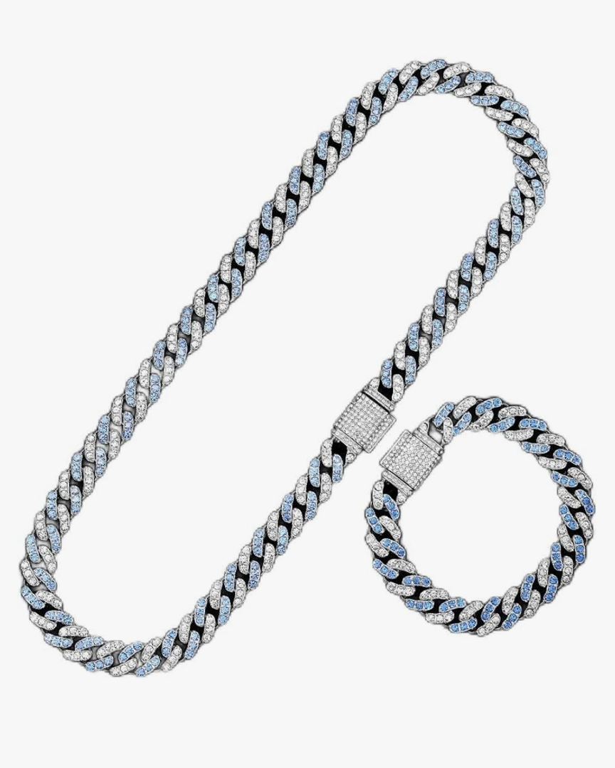 ced Out Chain Pink Rhinestones Cuban Link Necklace Women Hip Hop Miami Curb Cuban Chain Rapper Necklaces Jewelry Gift 1E8SD 16 Inch