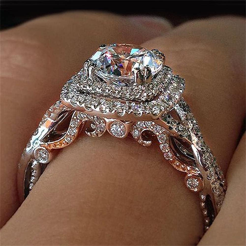 925 Sterling Silver Shiny Full Diamond Gemstone Ring Cubic Zirconia Rings CZ Diamond Multi Row Ring Eternity Engagement Wedding Band Ring for Women (US Code 7)