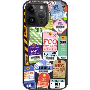 MOSNOVO Magnetic Case for iPhone 14 Pro Max, 10ft Military-Grade Protection, Compatible with Magsafe, Shockproof Phone Case for iPhone 14 Pro Max - Air Ticket Labels - Clear Black