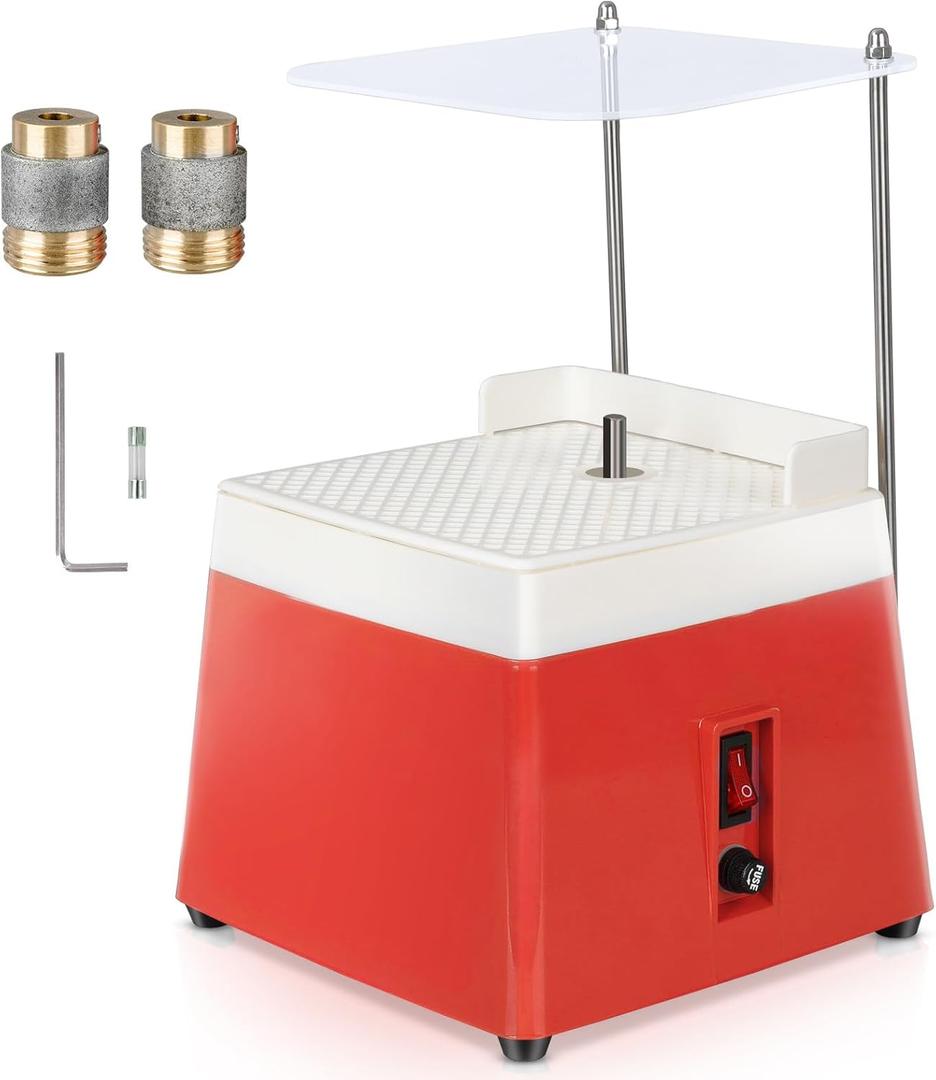 Stained Glass Grinder,Portable Glass Grinder Kit,65 W Mini DIY Grinding Tool with 5/8" & 1" Replaceable Diamond Grinder Bit(110 V,Red)