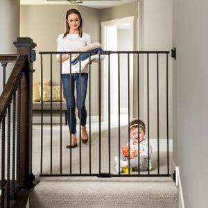 Regalo Safety 36" Extra Tall Baby Gate for Stairs & Doorways, Walk-Through Stair Gate with Door, Hardware Mounted Gate for Babies, Toddlers & Pets, Fits 24"–40.5" Openings, Black, Size: 24-40.5"W x 36"H