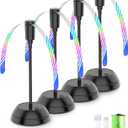 Edvision 4PCS Food Fan for Table, 2000mAh Rechargeable Portable Tabletop Fans with Holographic Blades and 360 Goose-Neck, Table Food Spinner Quiet for Picnic, Home, Party, BBQ(Black)