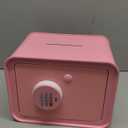 Kids Mini Safe Small Cash Box – GoldenKey Pink Macaron 7”x9.4”x6.3” Money Security Safe with Coin & Bill Slot, Keypad & Key Lock, USB Backup, DIY Stickers, Piggy Bank for Home