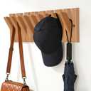 Wall Mounted Coat Rack with 9 Retractable Hooks, Wooden Modern Space-Saving Piano Hanger for Jackets, Towels, Bags and Leashes in 15 inch