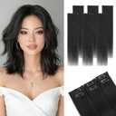 Clip in Short Hair Extensions Real Human Hair,Prokyvity Short Hair Extensions Clip ins,Mini Hairpieces for Volume & Highlights,Seamless & Invisible Design,6 Pieces 33g 12 inch Jet Black