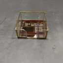 Sumnacon Cocktail-Sized Napkin Holder Square Glass Napkin Holder Table Gold Stylish Cocktail Napkin Holders for Kitchen Dining Table Counter,Decorative Napkin Basket for Picnic Wedding Party, 5.7 x 5.7 Inch/Cocktail