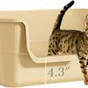 Low Entry Litter Box for Kittens & Senior Cat, High Sided Kitty Litter Boxes with Handle, Anti-Splash Plastic Large Litter Tray Pan for Big Cats, Easy to Clean, 19.6"L*13.7"W*8.6"H (Apricot)