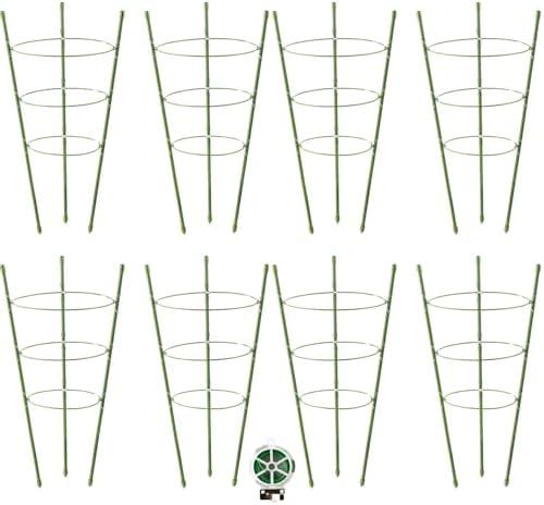 JCKHXG 8 Pack Tomato Cage, 18 inches Plant Support Cages for Garden, Upgrade Garden Plant Stakes with Adjustable Rings, Plants Trellis for Tomato, Flower, Climbing Plants, with Twist Tie
