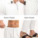 Rdruko Men's Lightweight Casual Pants Slim Fit Cotton Linen Pants Elastic Waist Summer Beach Pants with Pockets (White, XL)