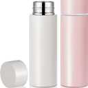 Irenare 5oz Mini Insulated Stainless Steel Bottle Purse Water Bottle Cute Leak Proof Flask Keeps Drink Cold and Hot for Purse Women(Angel White, Light Pink, 2 Pieces)