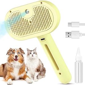 3-in-1 Steam Brush for Cats & Dogs – Hair Removal Comb with One-Click Release & Water Spray – Grooming Brush for Shedding, Long/Short Hair