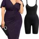 ZOMVA Plus Size 0X-4X Sparkly Glitter Ruched Bodycon Midi Dress Sparkle Sequin Wrap Ruffle Sleeve Dress Cocktail Party Formal, 3X