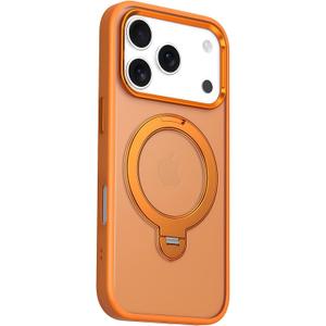 Fit for MagSafe iPhone 17 Pro Max Case-360 Magnetic Ring Kickstand-Slim Fit Lightweight-Ultra Thin-Anti Yellowing Coating-Reinforced Drop Protection.Orange