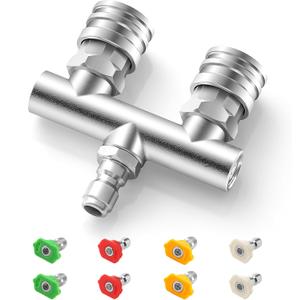 Dual Pressure Washer Tips, 2-in-1 Pressure Washing Nozzle Tips, Power Washer Dual Nozzles with 8PCS Power Washing Spray Nozzle (0, 15, 25, 40 Degree), 1/4" Quick Connect, 5000 PSI