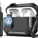 RFUNGUANGO for AirPods Pro 2nd Gen Protective Case with Cleaning Kit, Military Hard Case with Lock for AirPod Gen 2 Charging Case 2023, 2022, Black