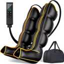 Air Compression Leg Massager, Professional Sequential Foot & Full Leg Massager for Circulation and Pain Relief, Fast Recovery Compression Boots for Athletes, Gifts for Men Women (Black)