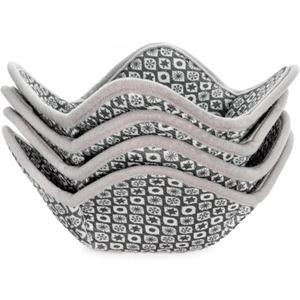 Microwave Bowl Cozy Holders Set of 4  for Hot and Cold Bowls, Plates and Dishes Bowl Holder for Microwave (Gray and White)